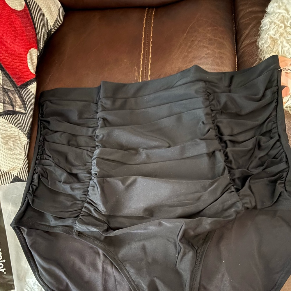 Shapermint Black High-Waisted Bikini Bottom, size 22
